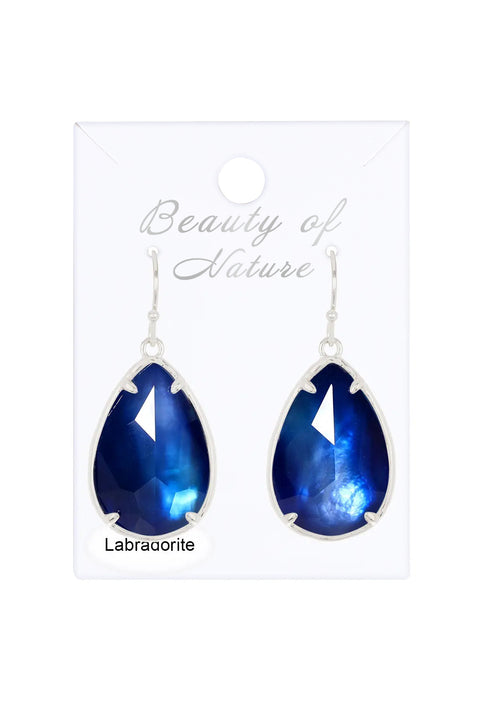 Labradorite Doublet Fancy Cut Drop Earrings - SF