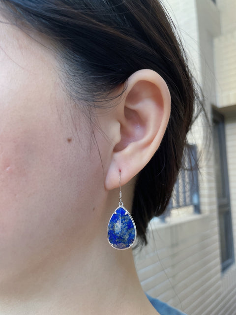 Lapis Fancy Cut Drop Earrings - SF