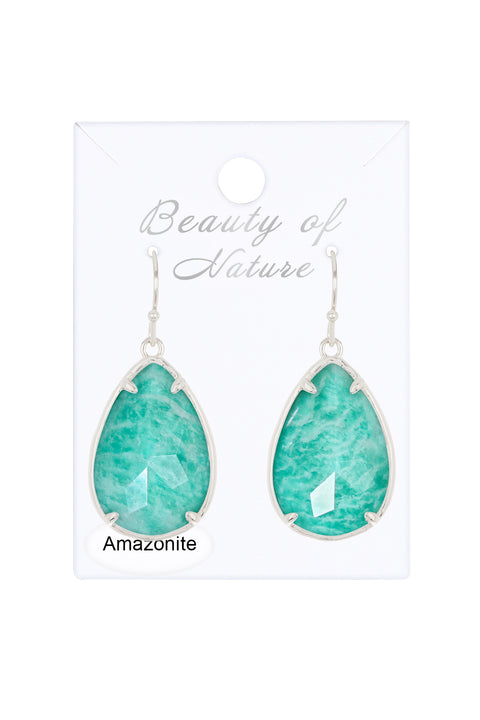 Amazonite Fancy Cut Drop Earrings - SF