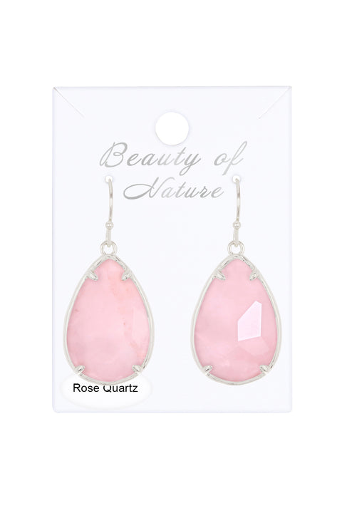 Rose Quartz Fancy Cut Drop Earrings - SF