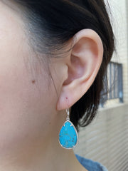 Turquoise Fancy Cut Drop Earrings - SF