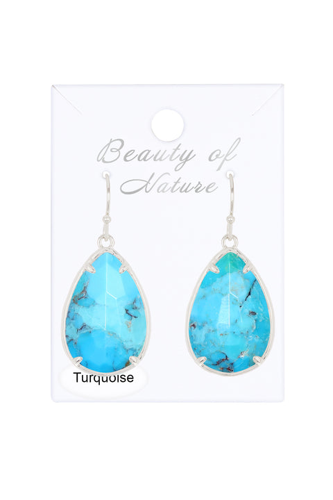 Turquoise Fancy Cut Drop Earrings - SF