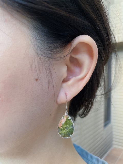 Unakite Fancy Cut Drop Earrings - SF