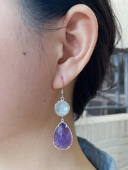 Amethyst With Pearl Drop Earrings - SF
