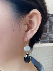 Black Onyx With Pearl Drop Earrings - SF