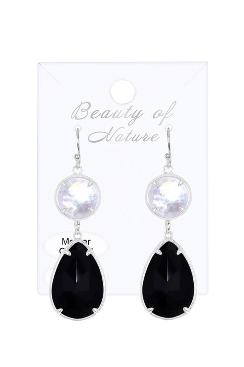 Black Onyx With Pearl Drop Earrings - SF