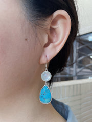 Turquoise With Pearl Drop Earrings - SF