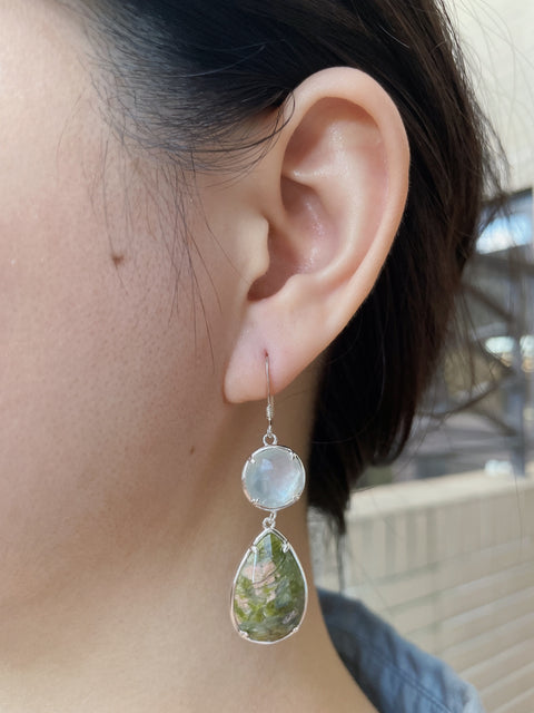 Unakite With Pearl Drop Earrings - SF
