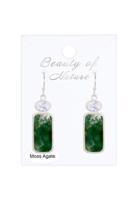 Moss Agate Drop Earrings - SF