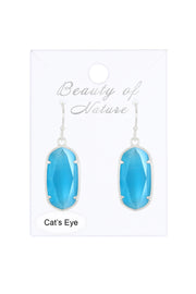 Blue Cat's Eye Drop Earrings - SF