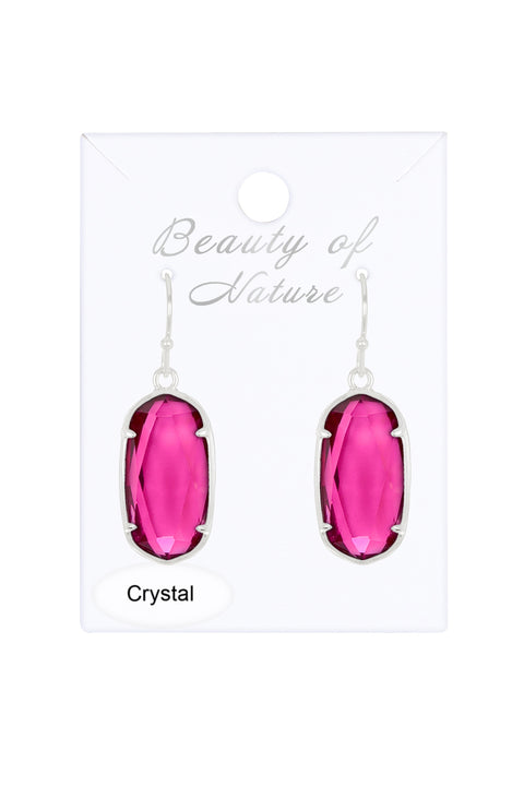 Raspberry Crystal Drop Earrings - SF