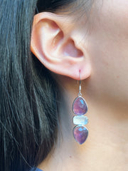 Amethyst With Pearl Drop Earrings - SF