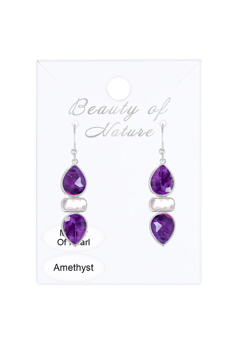 Amethyst With Pearl Drop Earrings - SF