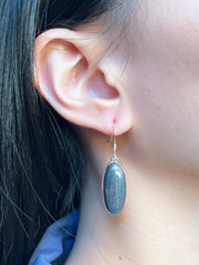 Hematite Oval Drop Earrings - SF