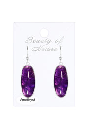 Amethyst Oval Drop Earrings - SF