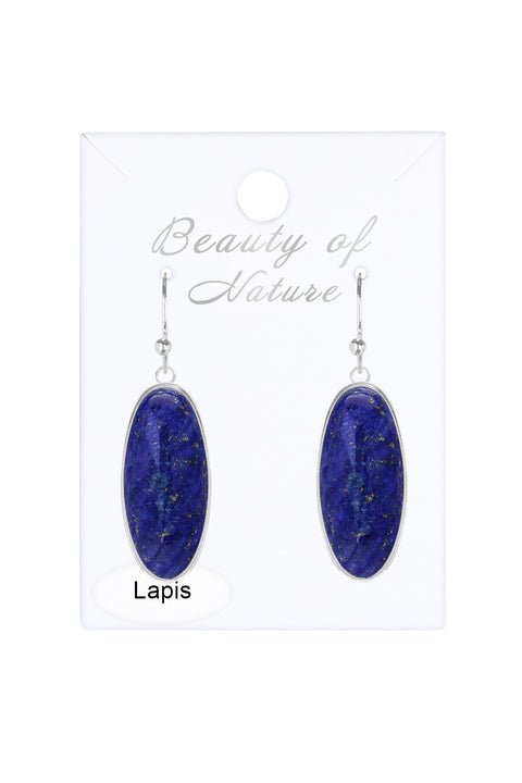 Lapis Oval Drop Earrings - SF