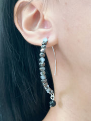 Black Onyx & Crystal Dangle Earrings - SF