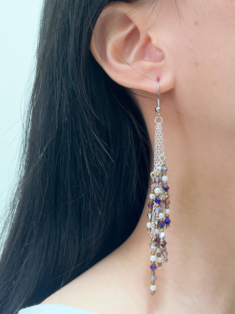 Pearl Mixed Crystal Drop Earrings - SF