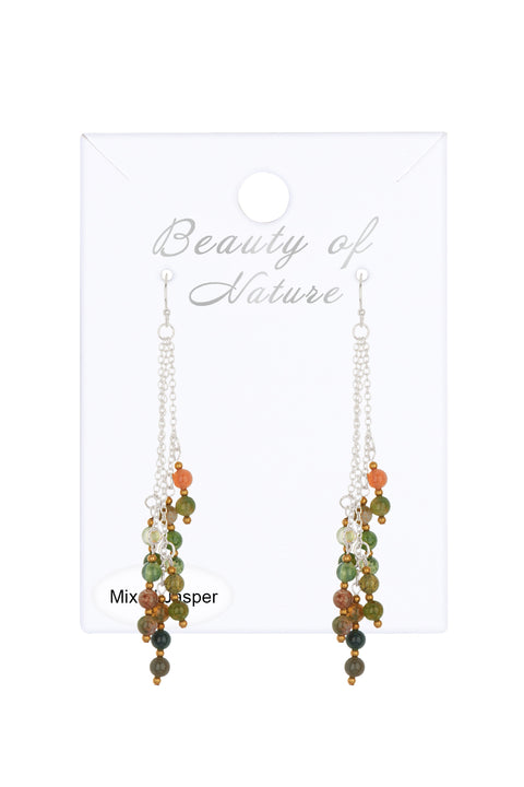 Mixed Jasper Crystal Drop Earrings - SF
