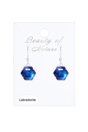Labradorite Doublet Hexagon Drop Earrings - SF