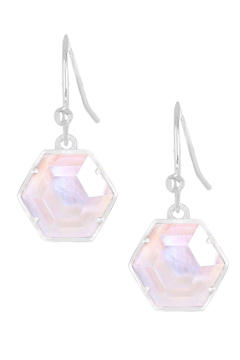 Mother Of Pearl Hexagon Drop Earrings - SF