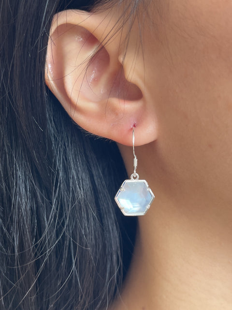 Mother Of Pearl Hexagon Drop Earrings - SF