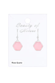Rose Quartz Hexagon Drop Earrings - SF