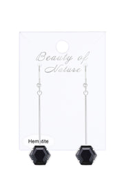 Hematite Hexagon Dangle Earrings - SF