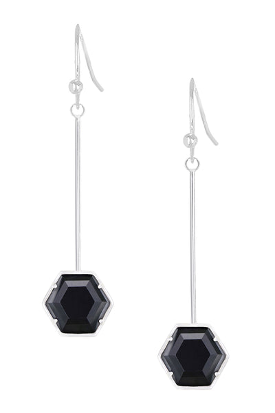 Hematite Hexagon Dangle Earrings - SF