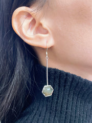 Labradorite Hexagon Dangle Earrings - SF