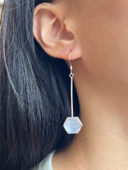 Mother Of Pearl Hexagon Drop Earrings - SF