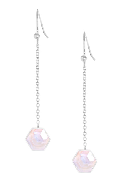 Mother Of Pearl Hexagon Drop Earrings - SF