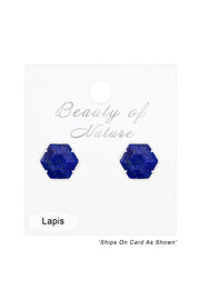 Lapis Hexagon Post Earrings - SF