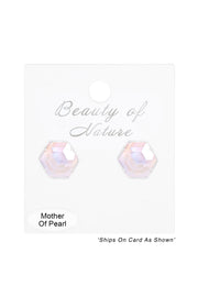Mother Of Pearl Hexagon Post Earrings - SF