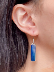 Labradorite Doublet Rectangle Drop Earrings - SF