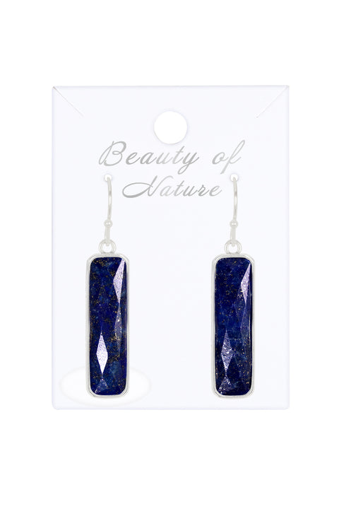 Lapis Rectangle Drop Earrings - SF