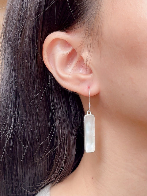 Mother Of Pearl Rectangle Earrings - SF