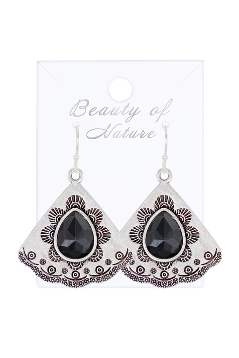 Hematite Vintage Fan Earrings - SF