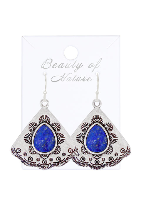Lapis Vintage Fan Earrings - SF