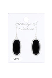 Black Onyx Halo Drop Earrings - SF