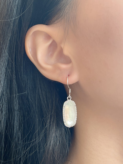 Mother Of Pearl Halo Drop Earrings - SF