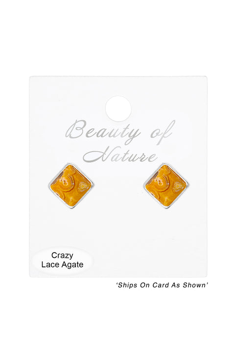 Crazy Lace Agate Rachel Post Earrings - SF