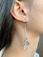 Moonstone Crystal Rose Drop Earrings - SF