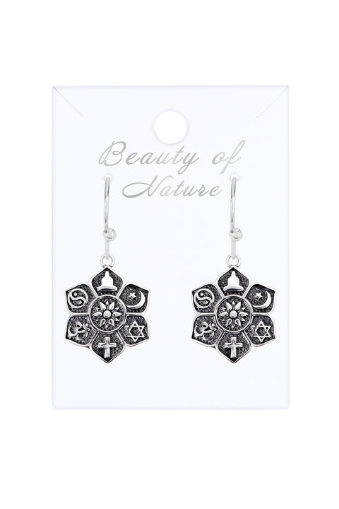 Sterling Silver Coexist Harmony Lotus Earrings - SS