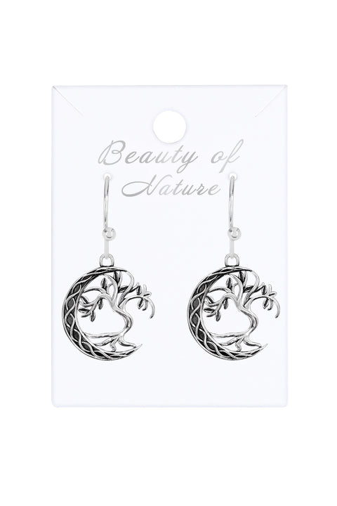 Moon & Tree Drop Earrings - SF