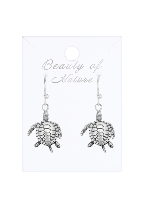 Sterling Silver Moveable Turtle Earrings - SS
