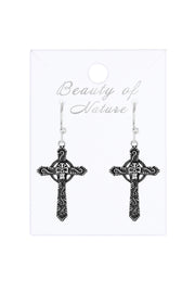 Sterling Silver Celtic Cross Drop Earrings - SS