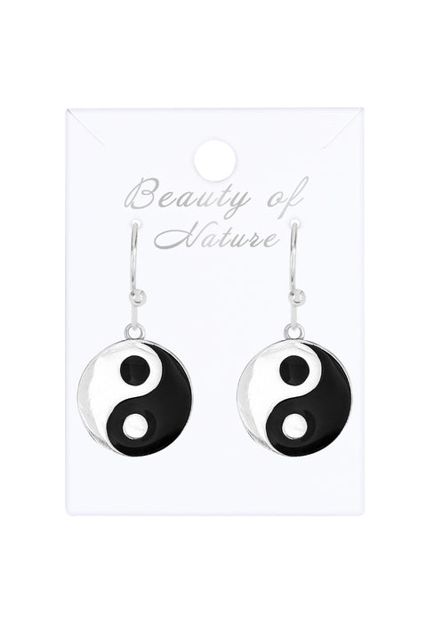 Sterling Silver Yin & Yang Drop Earrings - SS