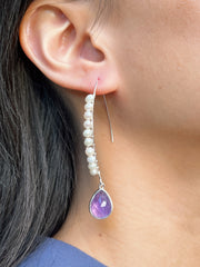 Amethyst & Sterling Silver Threader Earrings - SS