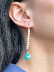 Amazonite & Sterling Silver Threader Earrings - SS
